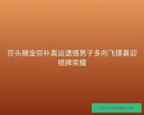 莎头摘金弥补奥运遗憾男子多向飞镖喜迎银牌荣耀