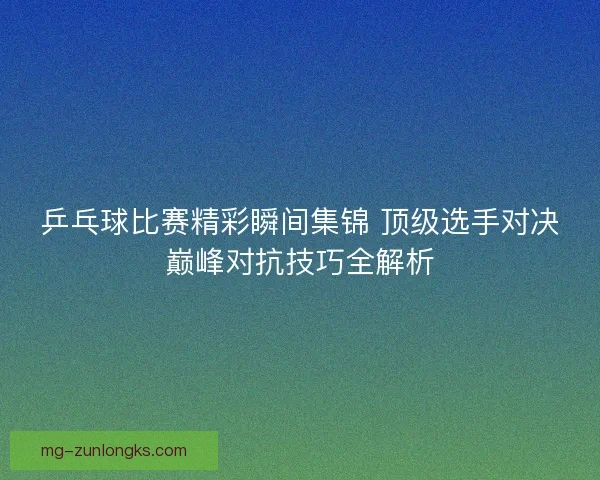 乒乓球比赛精彩瞬间集锦 顶级选手对决巅峰对抗技巧全解析
