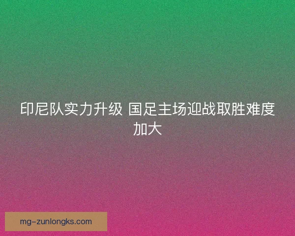 印尼队实力升级 国足主场迎战取胜难度加大 印尼队实力升级 国足主场迎战取胜难度加大